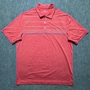 Vineyard‎ Vines Men's Lt Red Striped Polo Shirt Size L Golf Casual